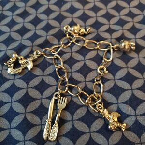 Gold Charm Bracelet with Unique Charms